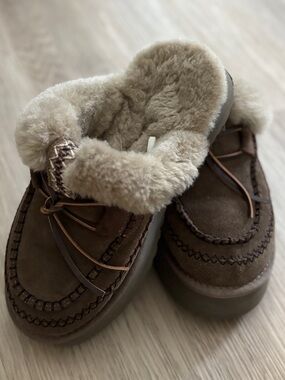 UGG Chestnut Suede Shearling-Lined Slippers